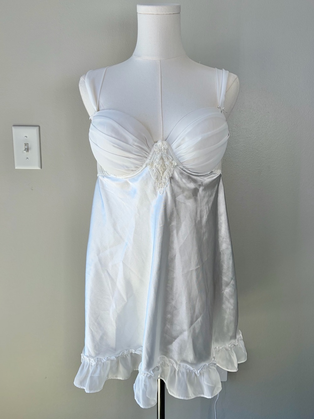 Apt 9 White Satin Babydoll Lingerie Top